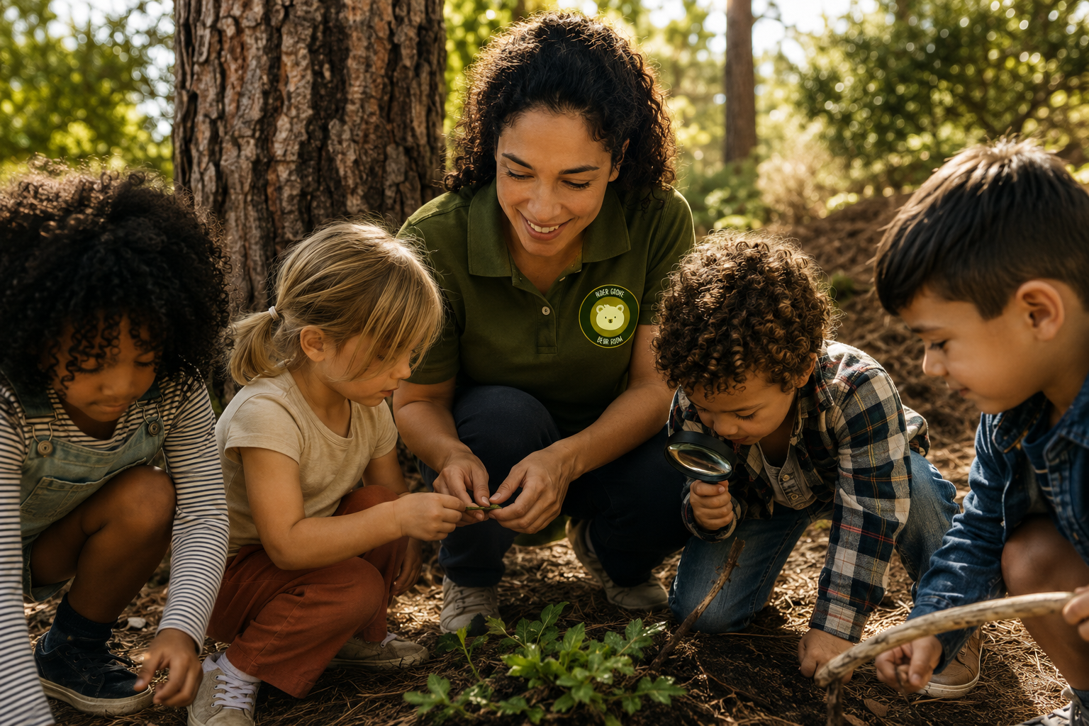 Staff member on a forest school session