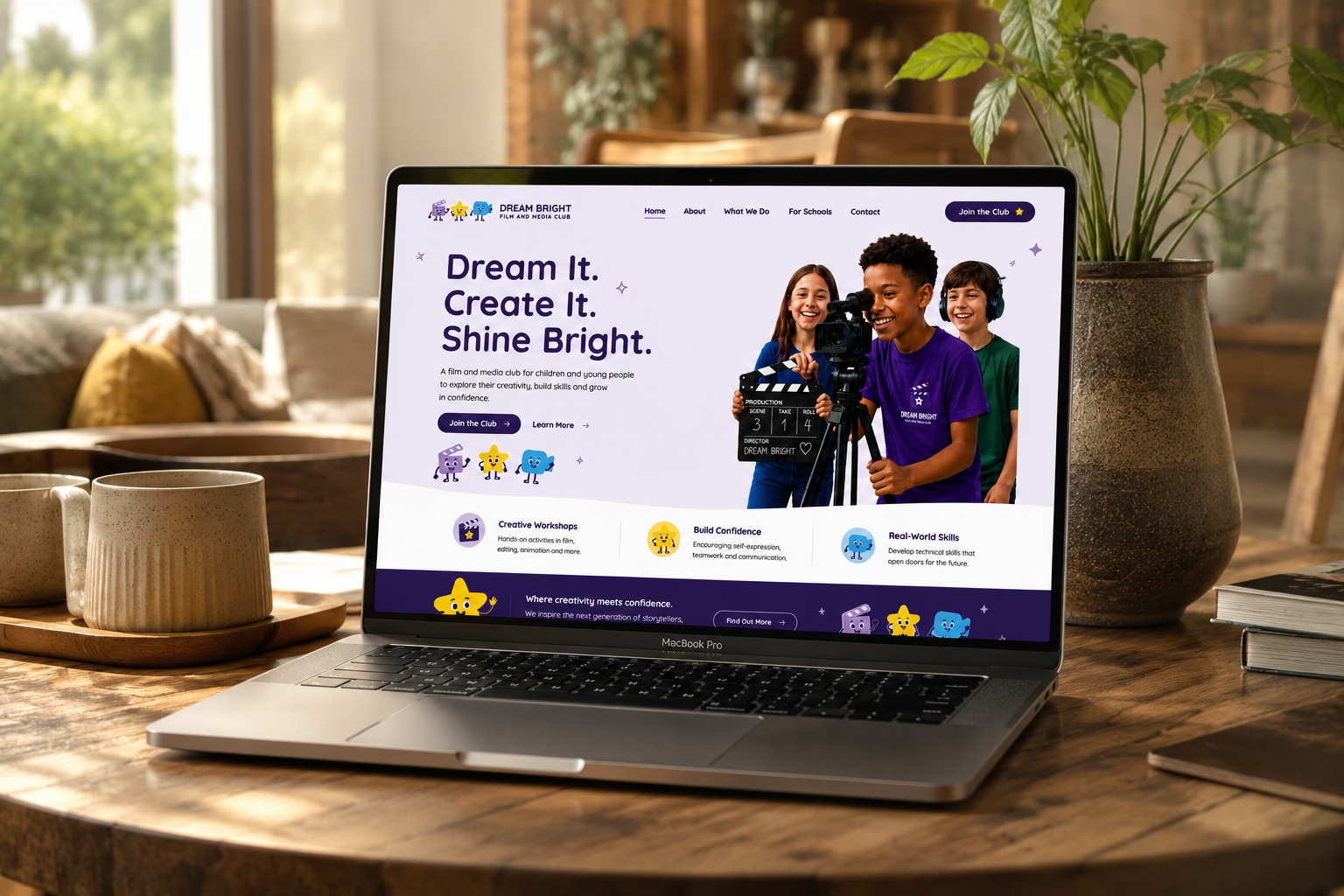 Dream Bright website on laptop