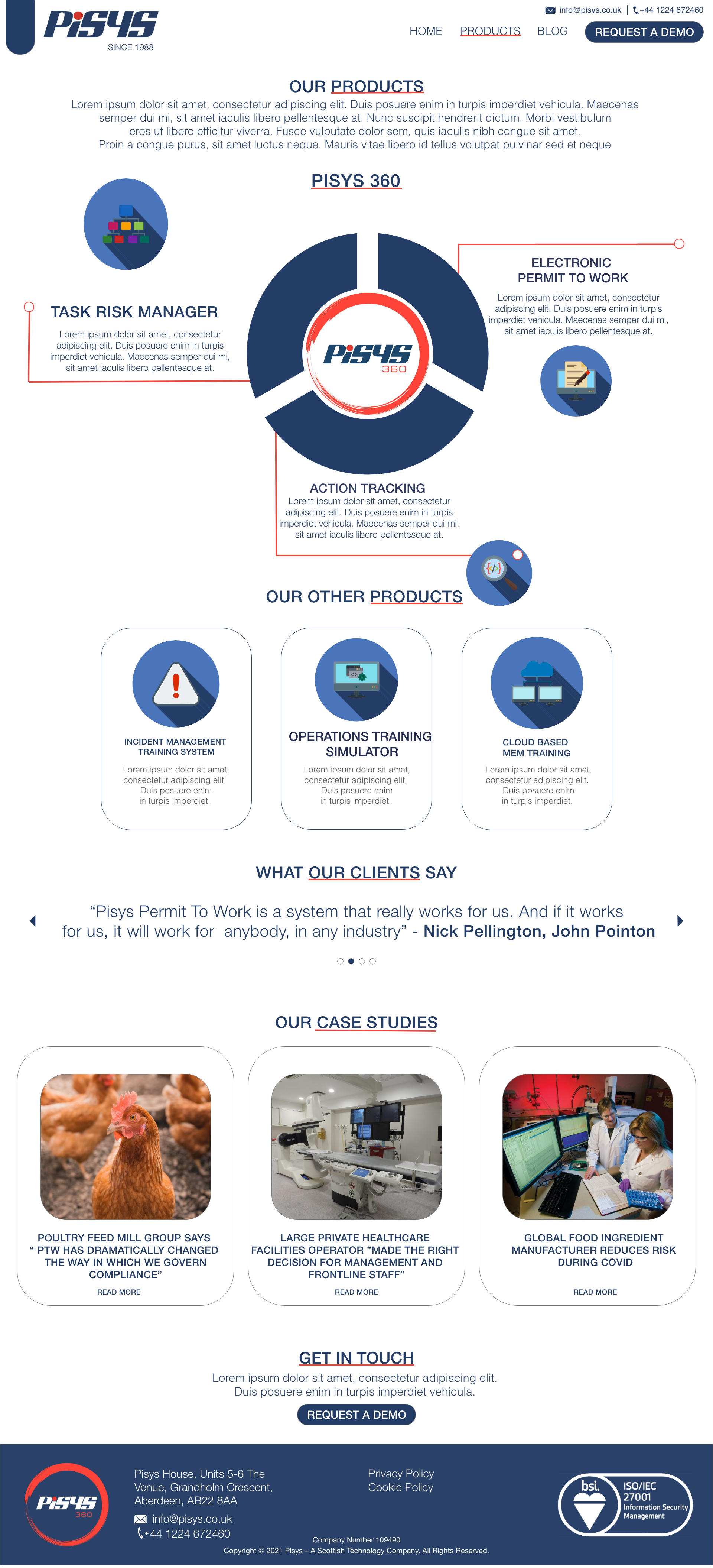Pisys products page